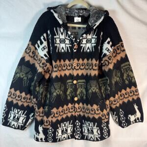 Incas Arts Women’s 100% Wool Hand Knit Sweater Artisan Handmade Artistic Print